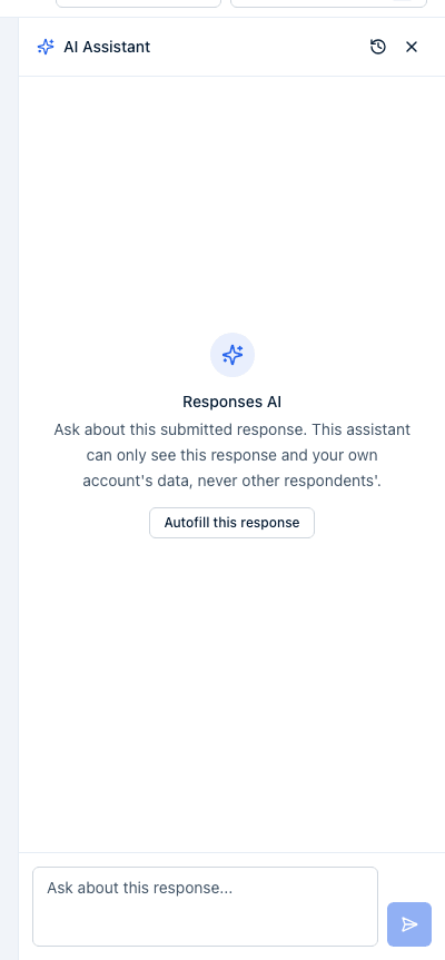 The AI Chat rail's empty state on a response you're filling in, with the Autofill this response quick action.